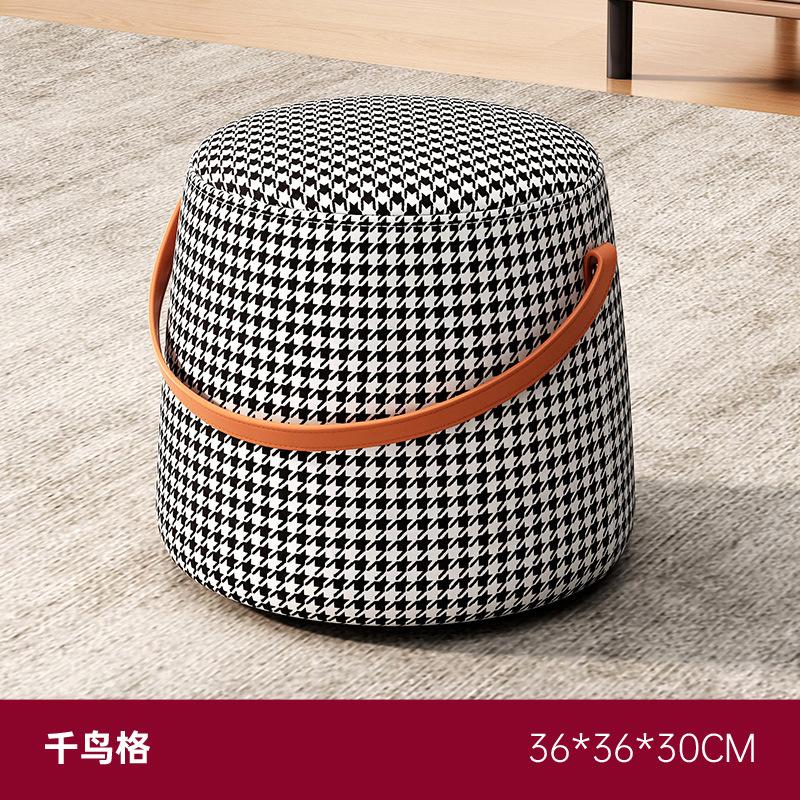 Портативный пуф с узором «гусиная лапка» из ткани Nordic, небольшой табурет для прихожей, пуф для гостиной, педальный диван, пуф, креативный пуф, круглый табурет
